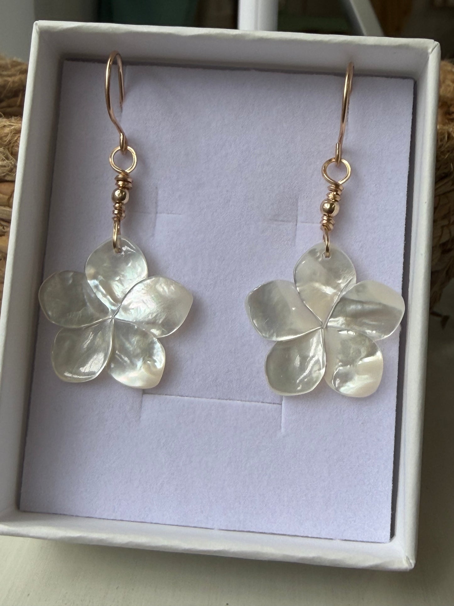 Coastal Flower Earrings With Gold Bead Accent