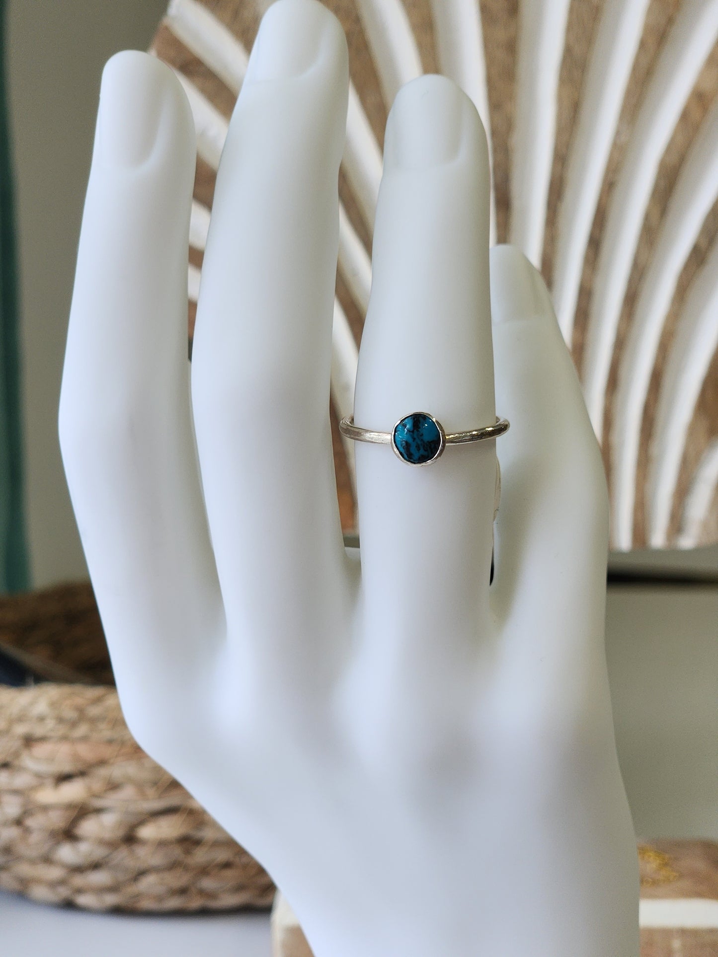 Handcrafted Sterling Silver Turquoise Ring Size 7