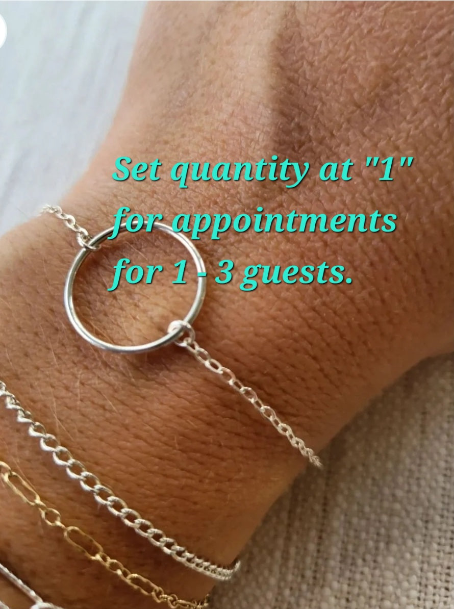 Destin, FL - Appointment at Terra Handcrafted & Permanent Jewelry, 625 Harbor Blvd, Unit 3A, Destin, FL 32541 *** Select quantity as "1" for up 3 guests *** For groups of 4 or more, please call/text 606-516-9233 for personalized experience.