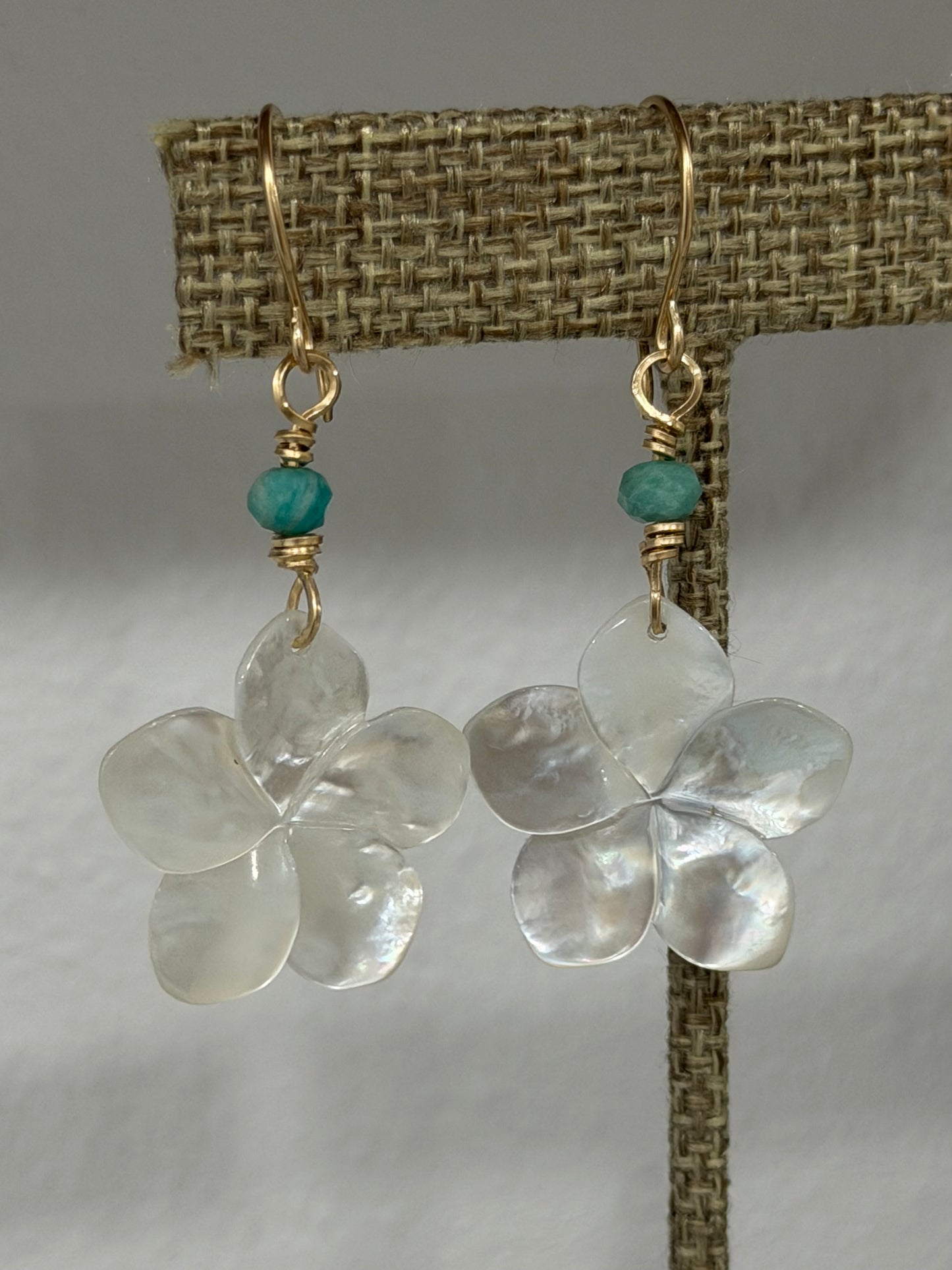 Coastal Flower Earrings With Blue Amazonite Accent