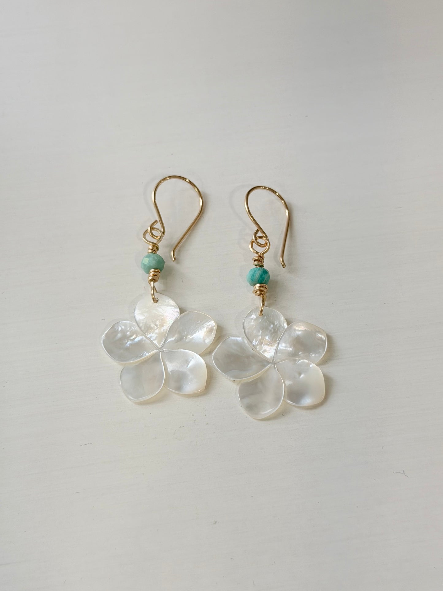 Coastal Flower Earrings With Blue Amazonite Accent