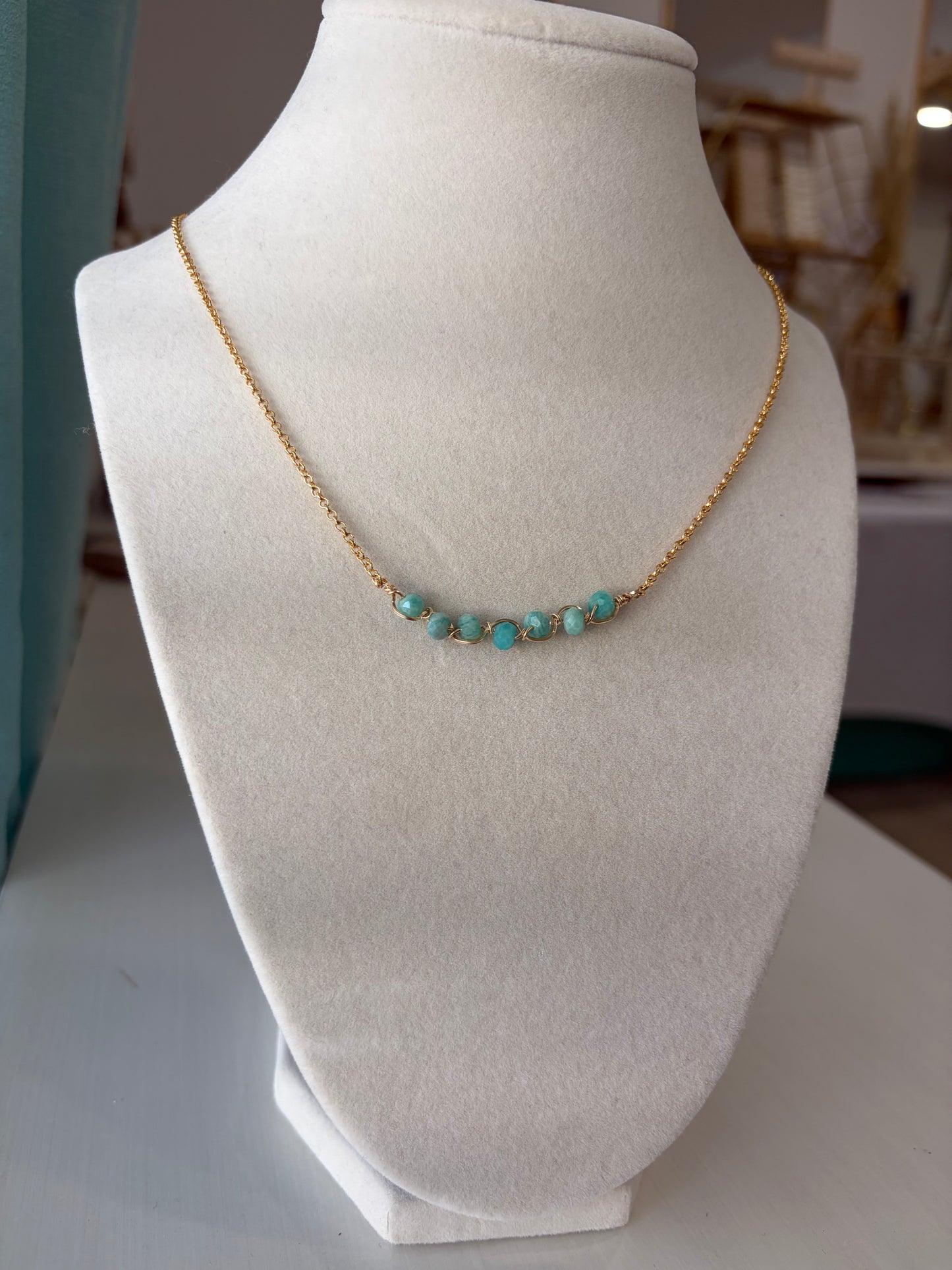 Amazonite beaded necklace 14K Gold-Filled