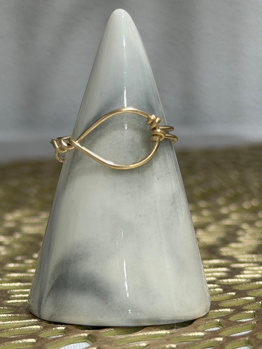 Eye of the Sea ring handcrafted with 14k gold-filled wire featuring an open-loop ocean-inspired design