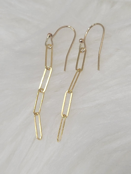 14k gold-filled paperclip chain earrings with lightweight dangling minimalist design