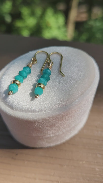 Ocean Shore Gemstone Earrings 14k gold-filled Handcrafted