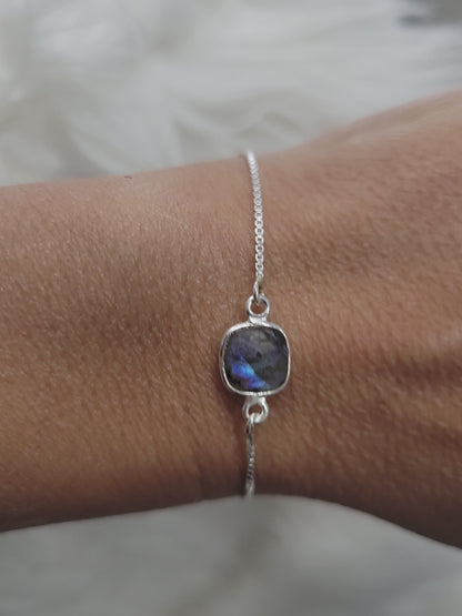 Labradorite Sterling Silver Adjustable Bracelet ( scroll down for description)