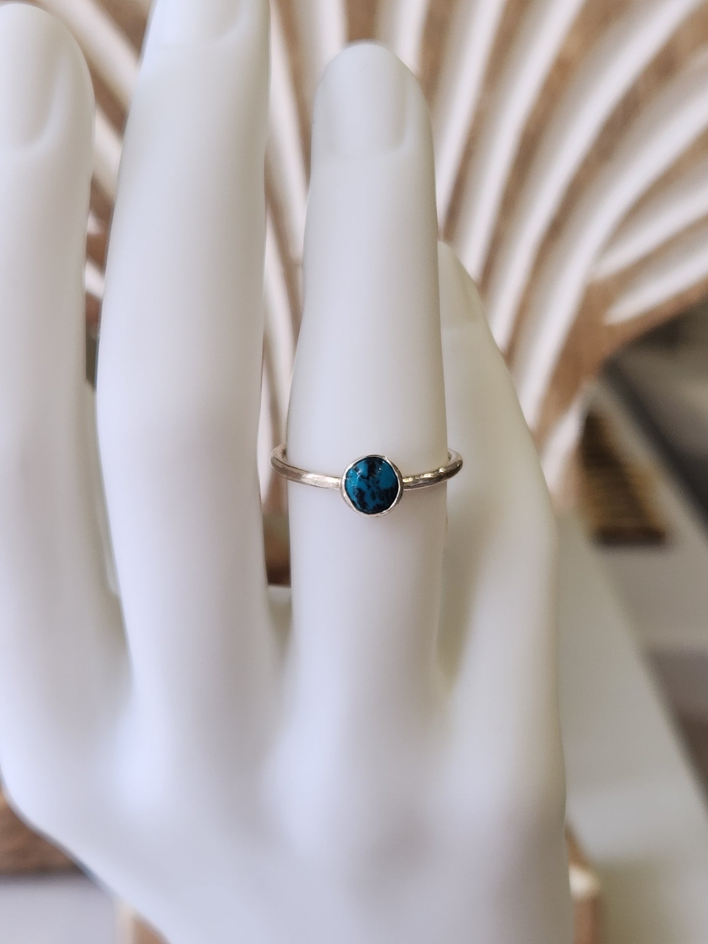 Handcrafted Sterling Silver Turquoise Ring Size 7