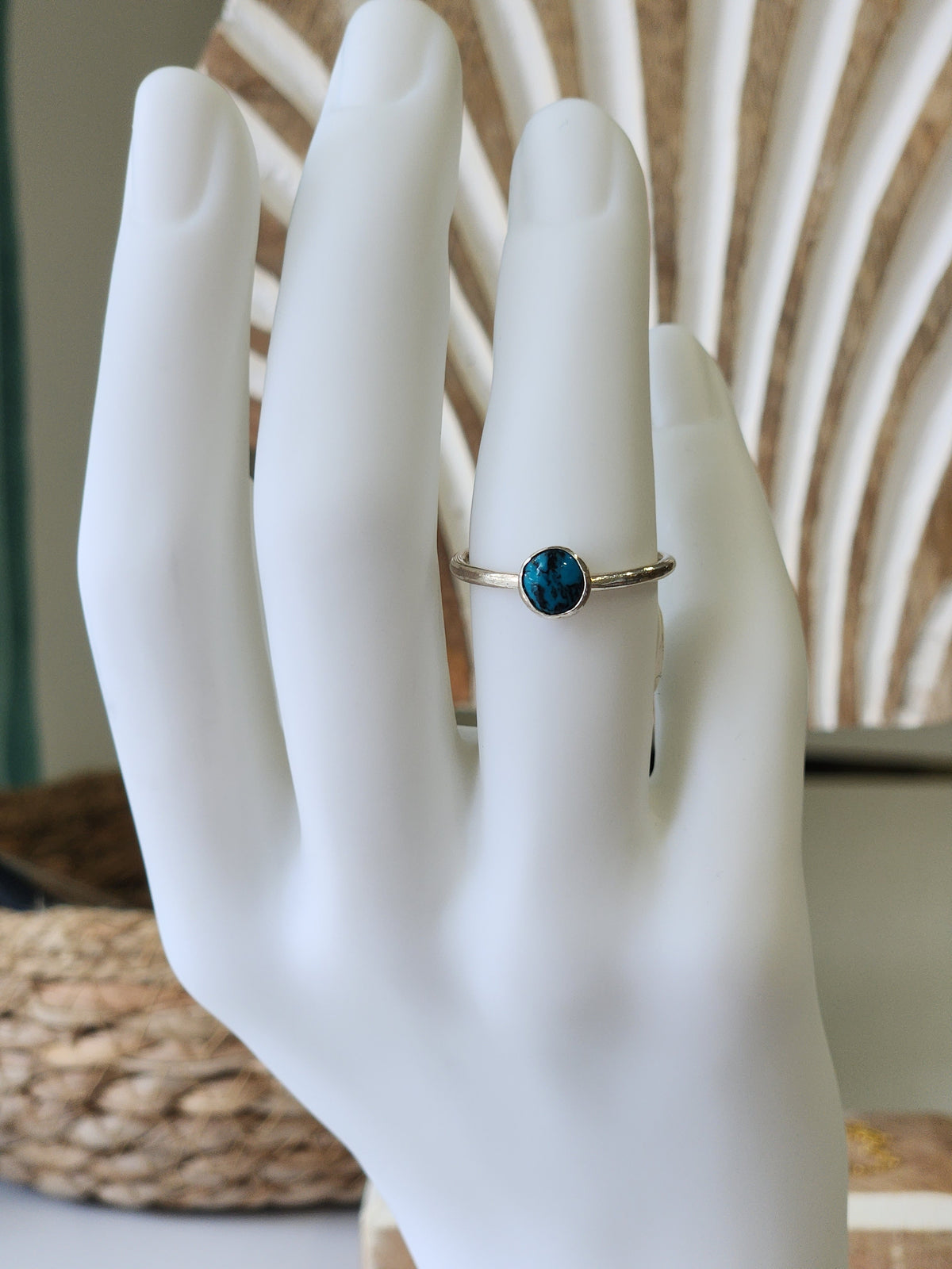 Handcrafted Sterling Silver Turquoise Ring Size 7