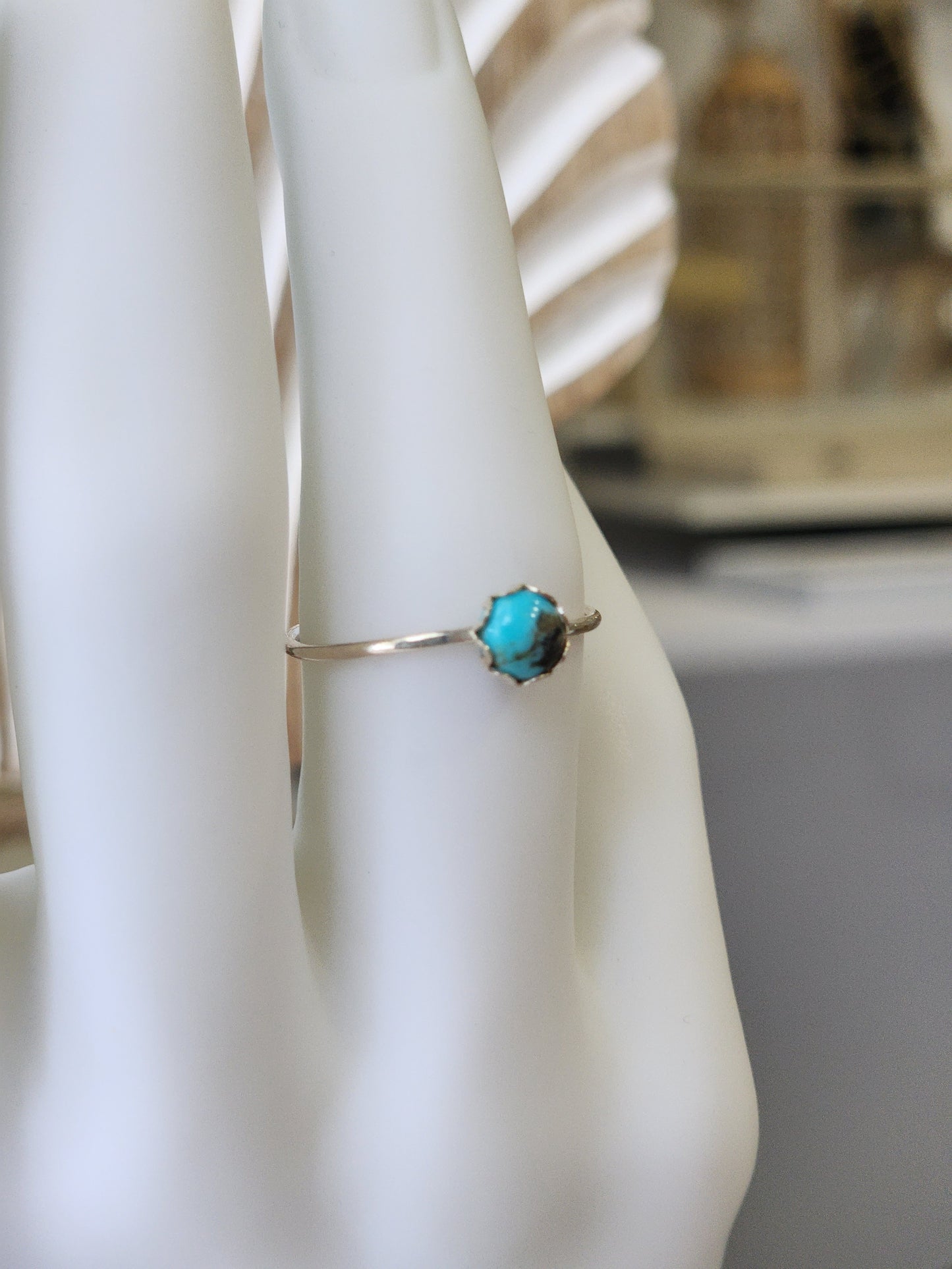 Handcrafted Sterling Silver Turquoise Ring Size 8