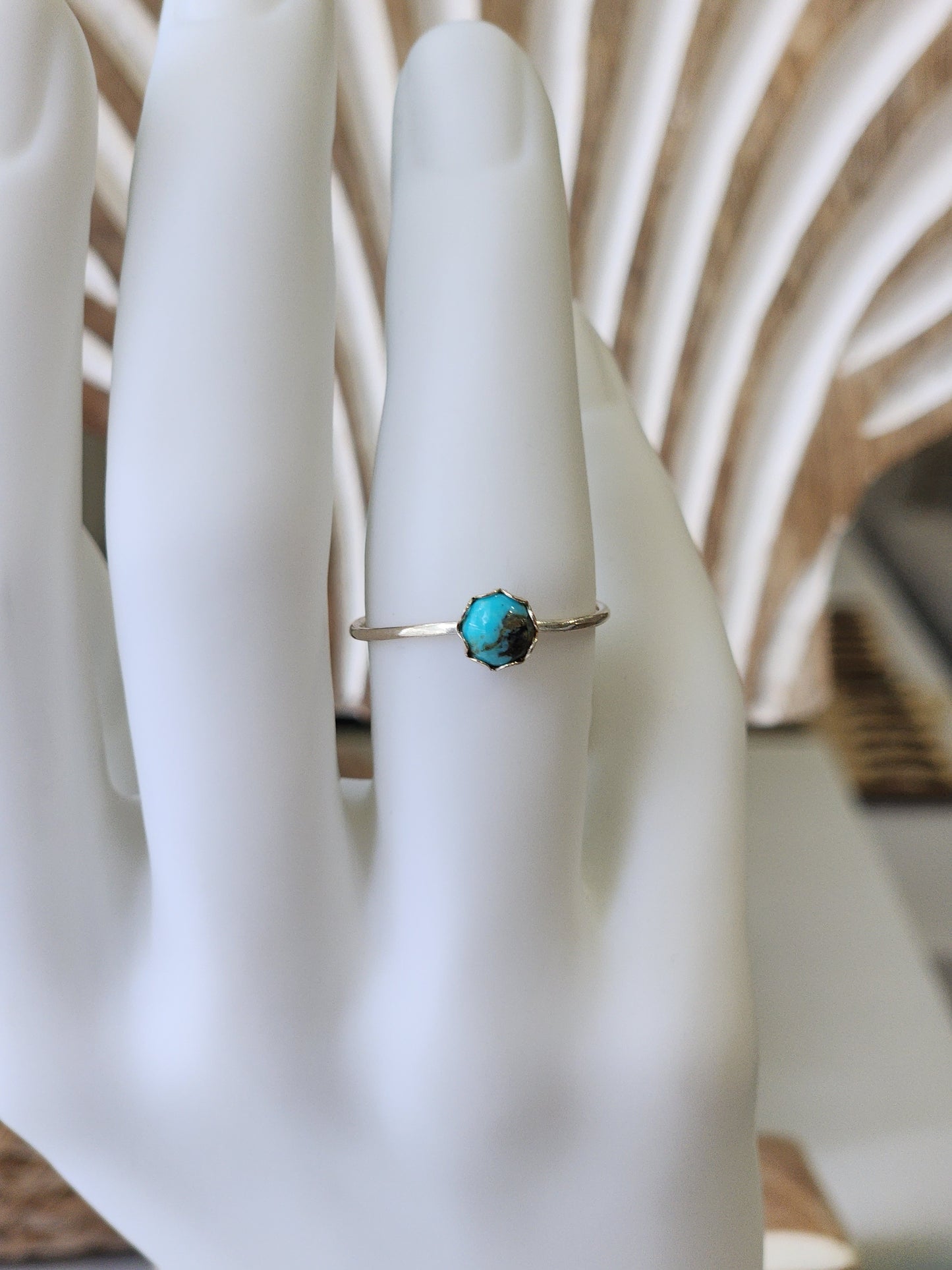 Handcrafted Sterling Silver Turquoise Ring Size 8