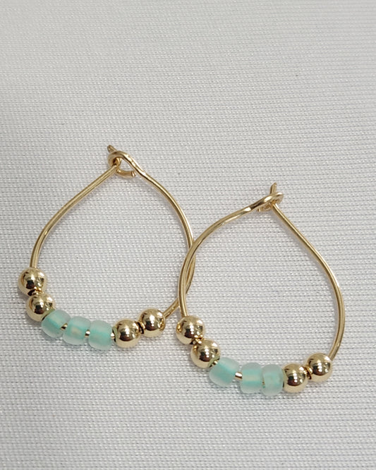 Aqua Hoop Earrings 14k Gold-Filled