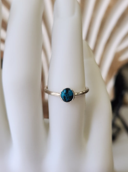Handcrafted Sterling Silver Turquoise Ring Size 7