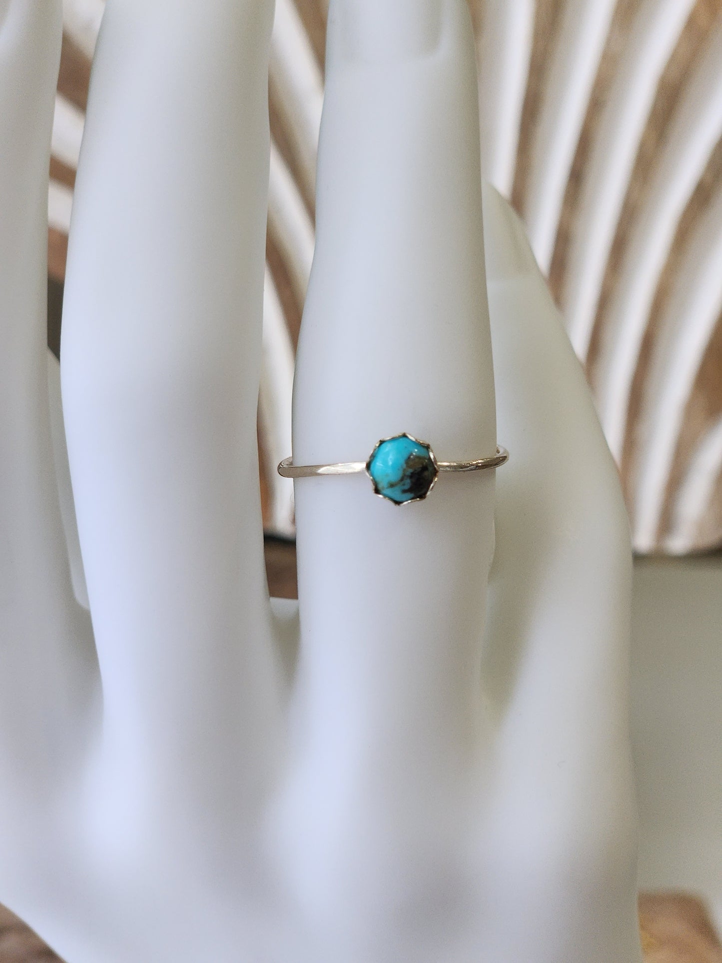 Handcrafted Sterling Silver Turquoise Ring Size 8